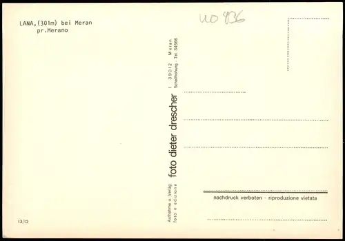 Lana an der Etsch Lana sull'Adige Panorama-Ansicht (Region Meran) 1980