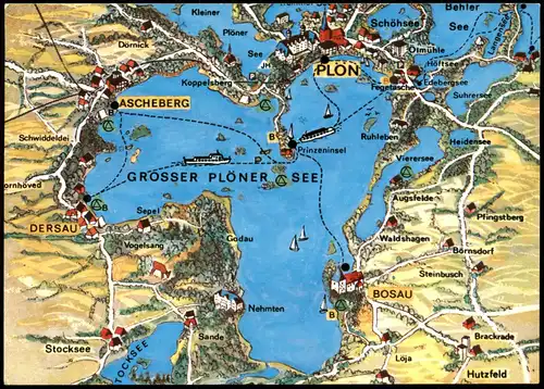 Ansichtskarte Plön Plöner See (Plön) Umgebungskarte Landkarte 1980