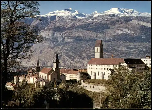 Ansichtskarte Chur Panorama-Ansicht Hof mit dem Calanda 1980