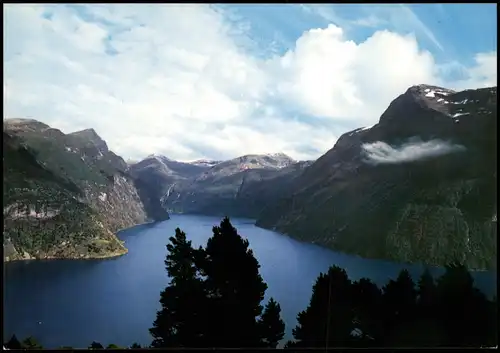 Postcard Geiranger Panorama-Ansicht Norway Norge 1990