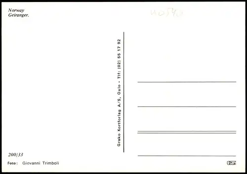 Postcard Geiranger Panorama-Ansicht Norway Norge 1990