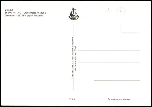 .Trentino-Südtirol SESTO Croda Rossa Dolomiten SEXTEN gegen Rotwand 1980