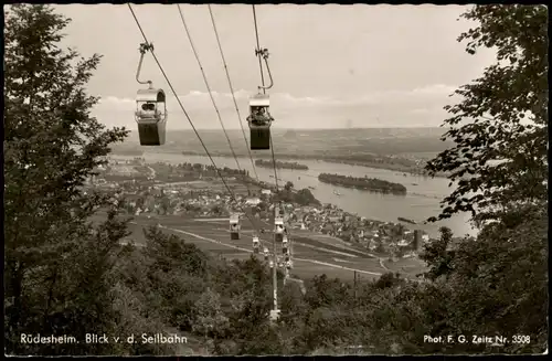 Ansichtskarte Rüdesheim (Rhein) Seilbahn und Stadt 1960
