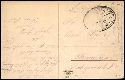 Ansichtskarte Bad Nauheim Sprudelbecken 1914  gel. Bahnpoststempel als Feldpost