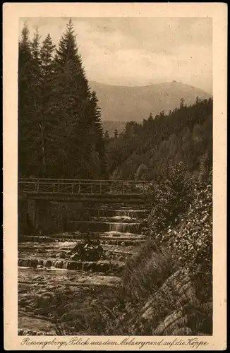 Postcard Krummhübel Karpacz Melzergrund Riesengebirge - Brücke 1928