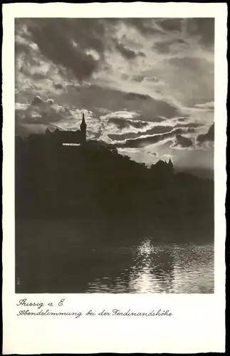Aussig Ústí nad Labem (Ustji, Ustjiss) Abendstimmung bei der Ferdinandshöhe 1932