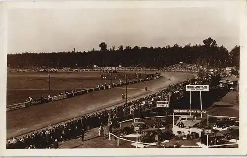 Postcard Pardubitz Pardubice Rennstrecke, Autos Stadion 1934  gel. Sonderstempel