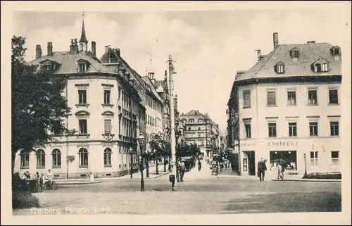 Ansichtskarte Freiberg (Sachsen) August-Bebel-Straße mit Apotheke 1963