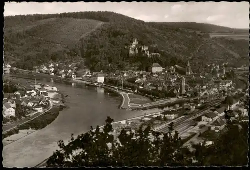 Ansichtskarte Wertheim Stadt und Bahnhof 1959