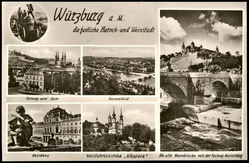 Ansichtskarte Würzburg Residenz, Festung, Gesamt 1965