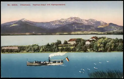 Chiemsee Herrenchiemsee Herreninsel mit Schloss u. Kampenwand 1910