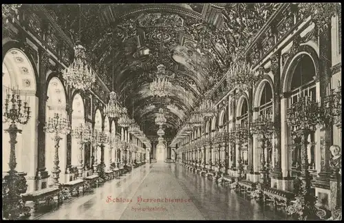 Chiemsee Schloss Herrenchiemsee Spiegelgalerie Innenansicht (Castle) 1907/1906