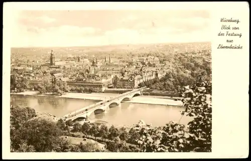 Ansichtskarte Würzburg Panorama-Ansicht Blick von der Festung 1950