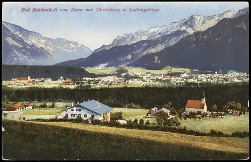 Bad Reichenhall Panorama mit Nonn mit Untersberg u. Lattengebirge 1920