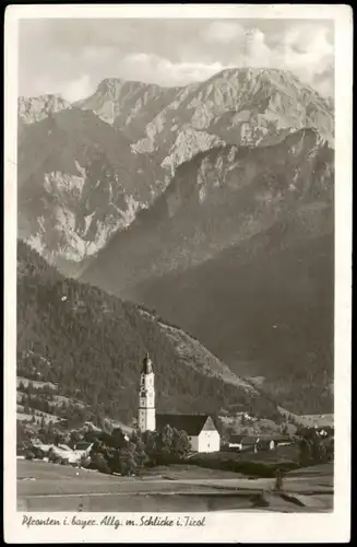 Ansichtskarte Pfronten (Allgäu) Allgäu Panorama-Ansicht mit Schlicke 1950