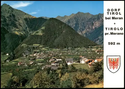 Cartoline Dorf Tirol-Meran Merano Panorama-Ansicht TIROLO pr. Merano 1990