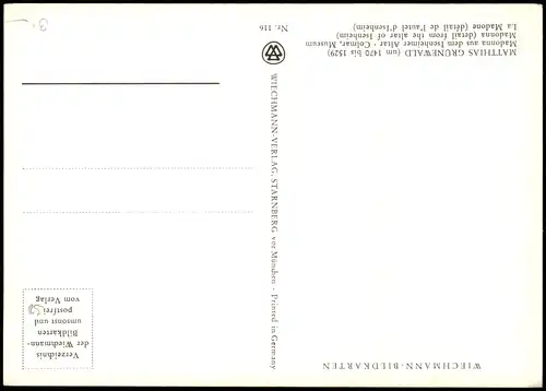 WIECHMANN-BILDKARTE MATTHIAS GRÜNEWALD Madonna aus dem Isenheimer Altar 1970