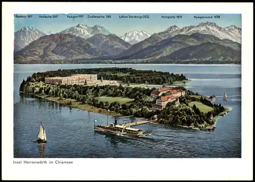 Ansichtskarte Chiemsee Insel Herrenwörth im Chiemsee 1923