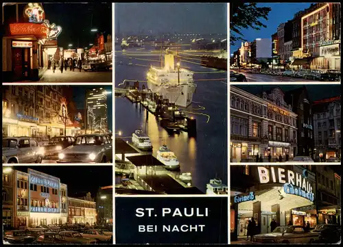 Ansichtskarte St. Pauli-Hamburg Reeperbahn, Hafen bei Nacht 1989