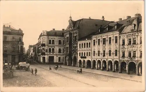 Postcard Rumburg Rumburk Markt, Laubengang - Marktreiben 1928