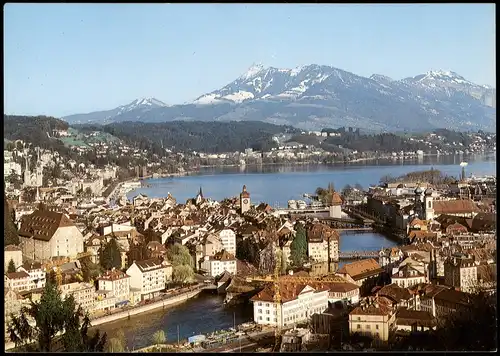 Ansichtskarte Luzern Lucerna Panorama-Ansicht 1990