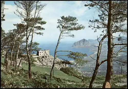 Cartoline Erice Castello Spagnolo e Monte Cofano visti dalla pineta 1980
