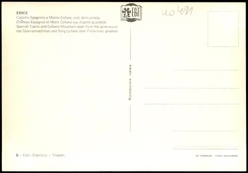Cartoline Erice Castello Spagnolo e Monte Cofano visti dalla pineta 1980