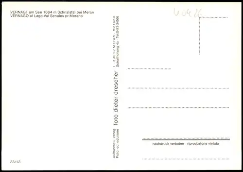 .Trentino-Südtirol VERNAGT am See Schnalstal VERNAGO  Senales pr. Merano 1980