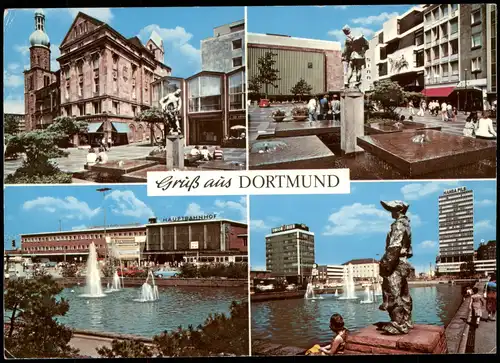 Ansichtskarte Dortmund Bahnhof, Innenstadt, Kirche 1985