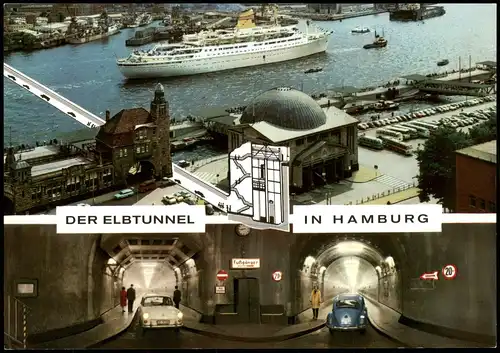 St. Pauli-Hamburg Elbtunnel 2 Bild: Innen - Dampfer Luftbild 1982