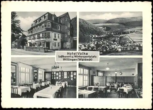 Ansichtskarte Willingen (Upland) Hotel Volke mit Innenansichten 1951