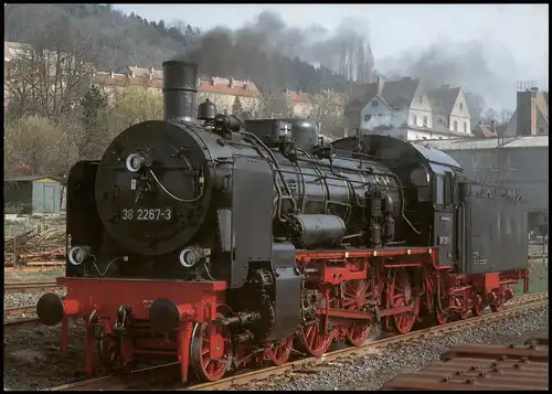 Ansichtskarte  Eisenbahn Motiv-AK Dampflokomotive P8 im Werk Meiningen 1992