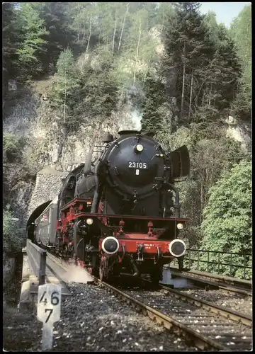 Ansichtskarte  Dampflokomotive Personenzug-Dampflok Typ 23 bei Lungsdorf 1985