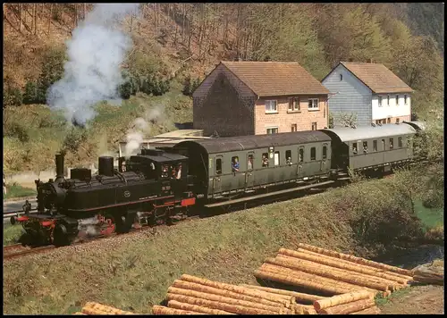 Ansichtskarte  Bayerische Lokalbahnlokomotive 98 727 mit Museumszug 1989