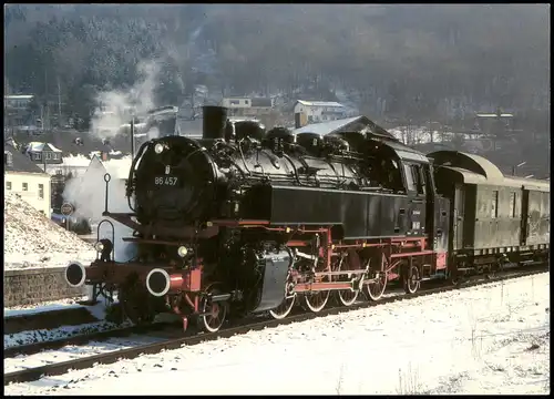 Verkehr Eisenbahn & Lokomotiven: Personenzug-Dampflokomotive bei Daufenbach 1985
