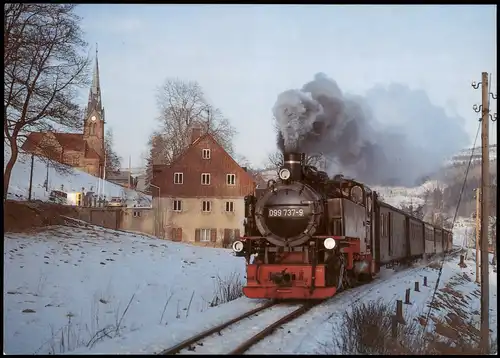Personenzug mit Dampflokomotive Bahnhof Hammer-Unterwiesenthal 1980