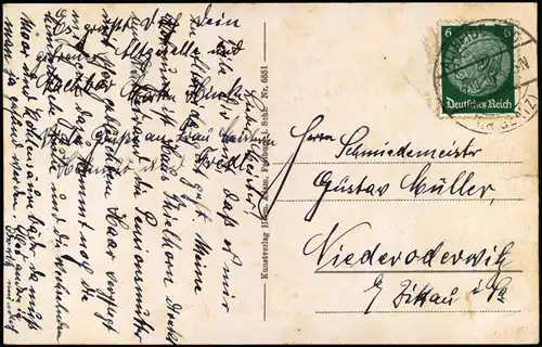 Postcard Bad Altheide Polanica-Zdrój Wandelhalle - Großer Sprudel 1936