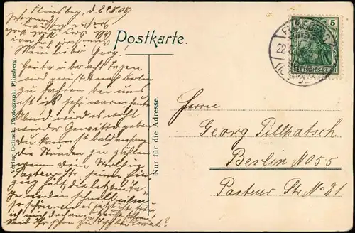 Postcard Bad Flinsberg Świeradów-Zdrój Waldweg, Wasserfall 1908