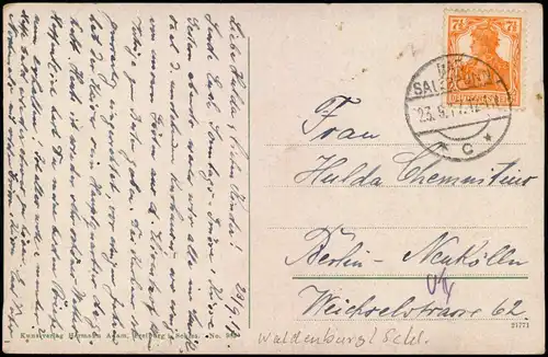 Postcard Bad Salzbrunn Szczawno-Zdrój Schlesischer Hof 1917
