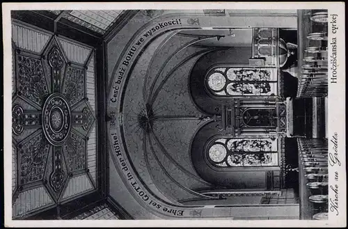 Ansichtskarte Gröditz Innenansicht Kirche Hročzišćanska cyrkej 1920