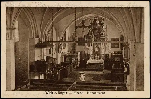 Ansichtskarte Wiek (Rügen) Wiek a. Rügen Kirche Innenansicht 1925