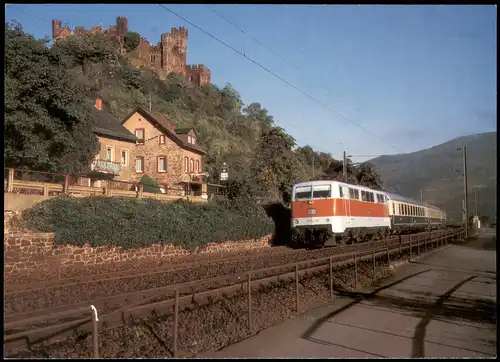 Elektrische Schnellzuglok Intercity-Zug 567 »Goethe« bei Trechtingshausen 1983