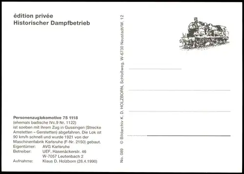 Eisenbahn & Bahn-Verkehr Dampflokomotive Personenzug Lokomotive 1990