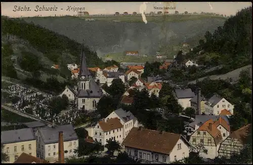 Ansichtskarte Krippen-Bad Schandau Stadtpartie, Friedhof - Neuschandau 1909