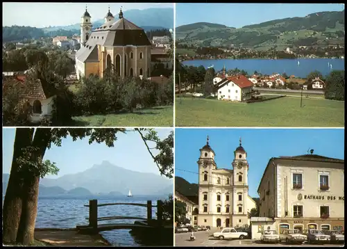 Mondsee Mehrbildkarte mit 4 Ortsansichten u.a. Klosterkirche 1970