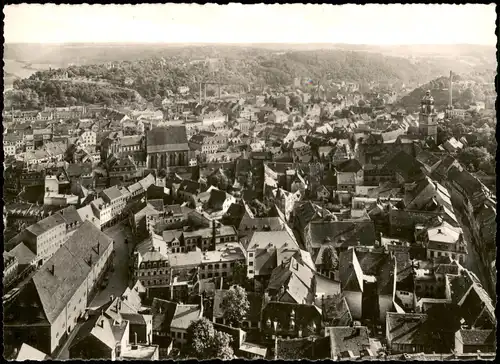 Meißen Blick vom Burgberg über die Stadt nach dem Plössen 1962