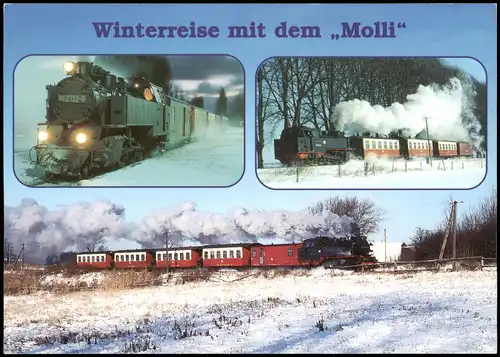Ansichtskarte  Die Bäderbahn "Molli" im Winter 1990
