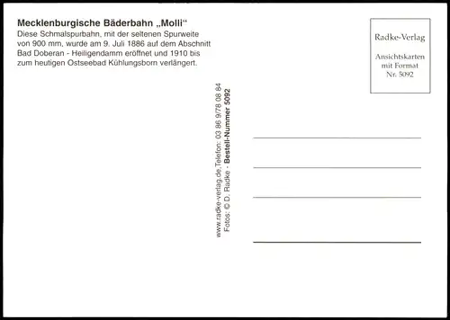 Ansichtskarte  Die Bäderbahn "Molli" im Winter 1990