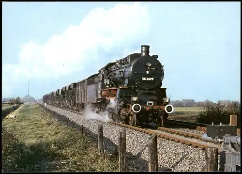 Motiv-AK Eisenbahn Lokomotive Güterzug-Dampflokomotive bei Dinslaken 1980