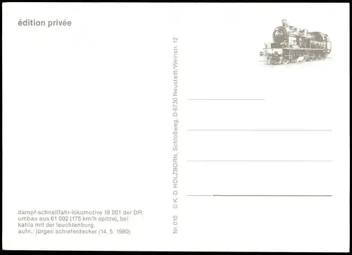 Motiv-AK Eisenbahn Dampf-Schnellfahr-Lokomotive der DR bei Kahla 1980